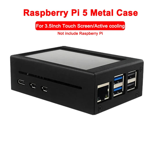 Custom Pi 5 Metal Case 3.5Inch Touch Screen Protective Shell Support Install Cooling Fan Heat Sink for     Pi 5