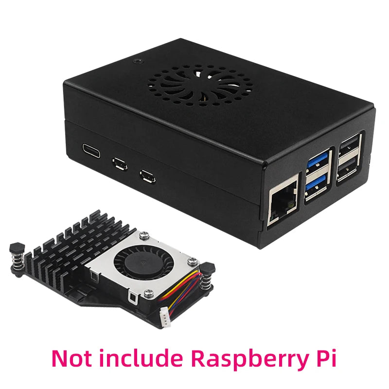 Custom Pi 5 Metal Case Aluminum Alloy Shell compatible for Active Cooler for RPI 5 Pi5