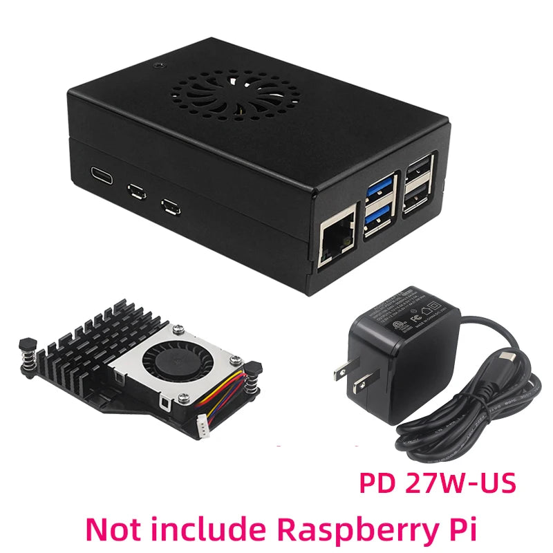 Custom Pi 5 Metal Case Aluminum Alloy Shell compatible for Active Cooler for RPI 5 Pi5
