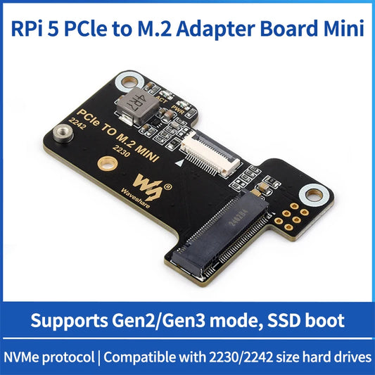 Custom Pi 5 PCIe To M.2 Mini Adapter Supports NVMe Protocol M.2 Solid State Drive NVMe HAT for     Pi 5