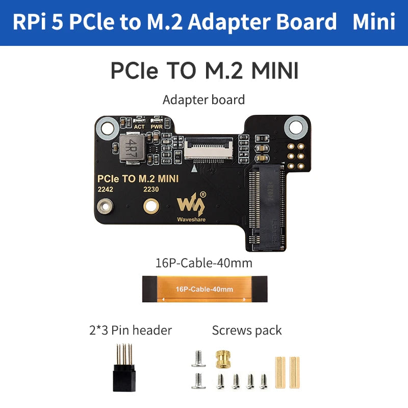 Custom Pi 5 PCIe To M.2 Mini Adapter Supports NVMe Protocol M.2 Solid State Drive NVMe HAT for     Pi 5