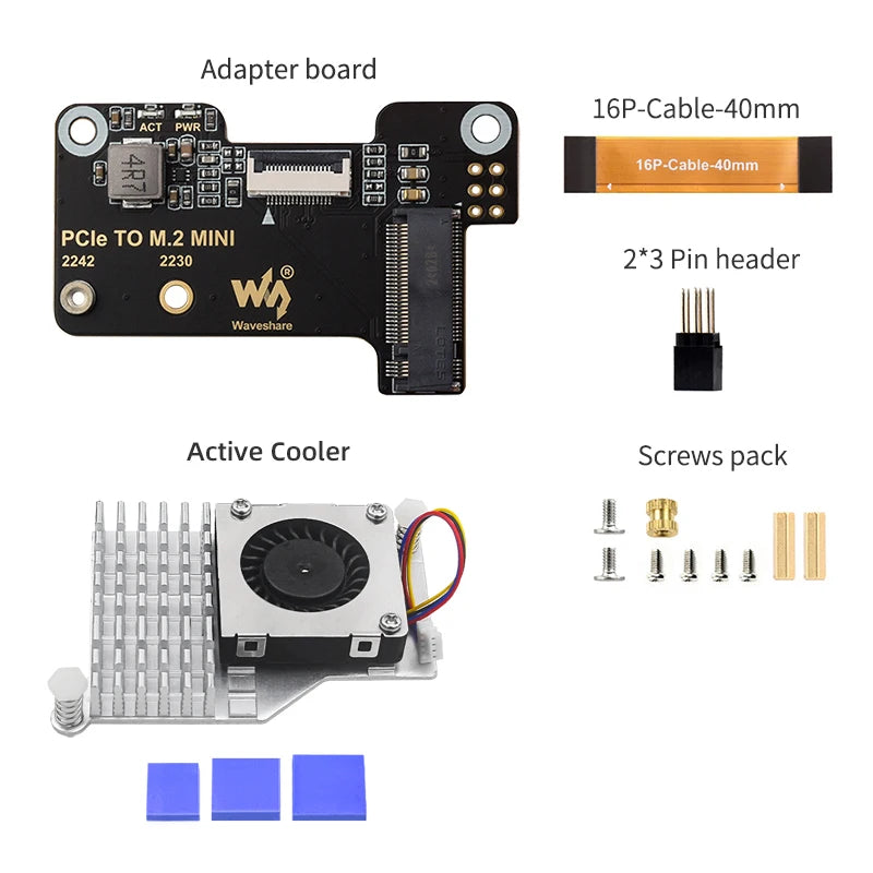 Custom Pi 5 PCIe To M.2 Mini Adapter Supports NVMe Protocol M.2 Solid State Drive NVMe HAT for     Pi 5