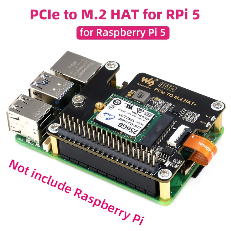 Custom Pi 5 PCIe to M.2 HAT NVME High Speed Expansion Board with 16P Cable GPIO Header Support Active Cooler for RPI 5 Pi5