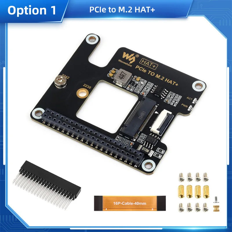 Custom Pi 5 PCIe to M.2 HAT NVME High Speed Expansion Board with 16P Cable GPIO Header Support Active Cooler for RPI 5 Pi5