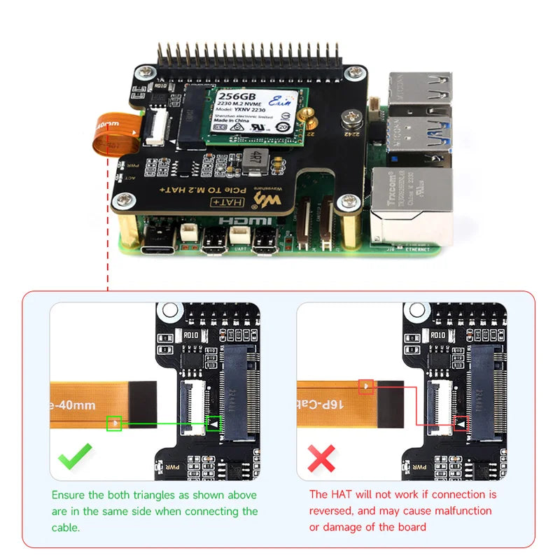 Custom Pi 5 PCIe to M.2 HAT NVME High Speed Expansion Board with 16P Cable GPIO Header Support Active Cooler for RPI 5 Pi5