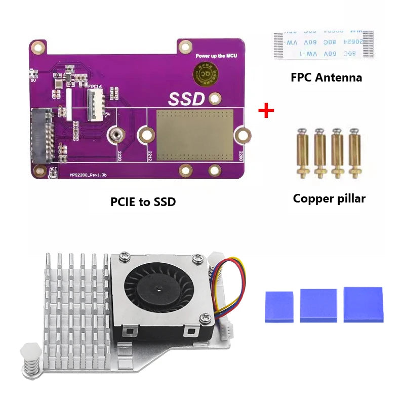 Custom Pi 5 PCIe to M.2 NVMe SSD Supports Gen2/3 Fit Size 2230 2242 2280 PCIE SSD Expansion Board For Pi5 RPi 5