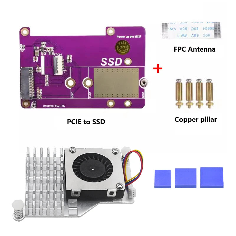 Custom Pi 5 PCIe to M.2 NVMe SSD Supports Gen2/3 Fit Size 2230 2242 2280 PCIE SSD Expansion Board For Pi5 RPi 5