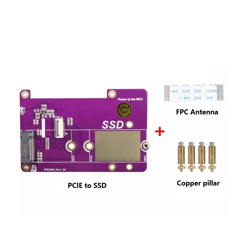 Custom Pi 5 PCIe to M.2 NVMe SSD Supports Gen2/3 Fit Size 2230 2242 2280 PCIE SSD Expansion Board For Pi5 RPi 5