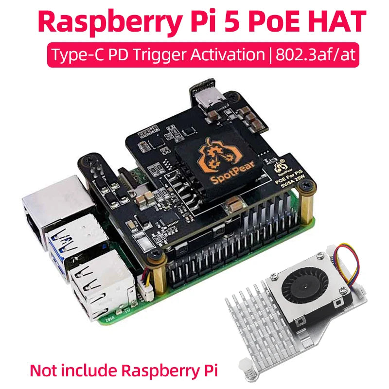 Custom Pi 5 PoE HAT With PD Trigger Activation Type C Power Over Ethernet 802.3af/at 5V/4.5A 25W for RPi5