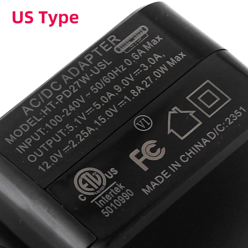 Custom Pi 5 Power Supply PD 27W 5.1V 5A USB Type-C Power Adapter EU US UK Plug for RPI 5 Pi5