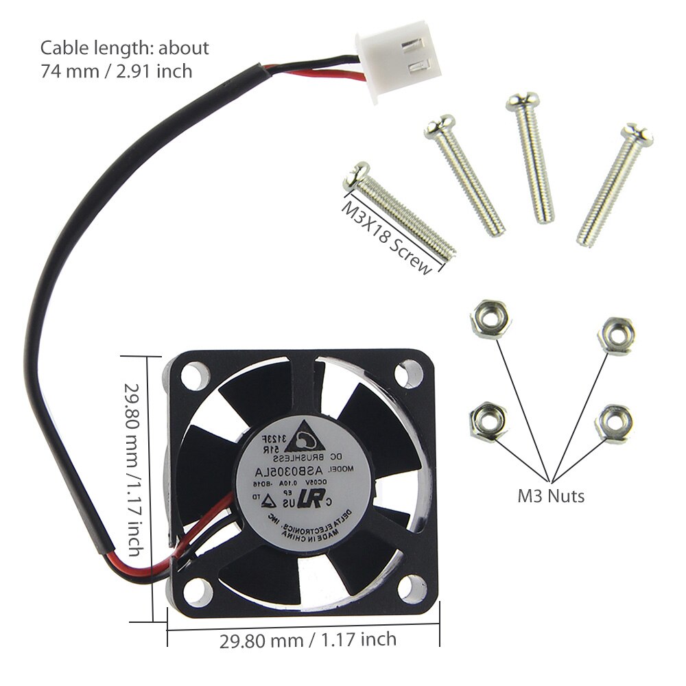 Raspberry Pi 5V 3A EU Power Adapter + 2Pcs Aluminum Heatsink +Mute Cooling Fan for Raspberry pi 3 model B+ plus/ 3B / Zero W customize