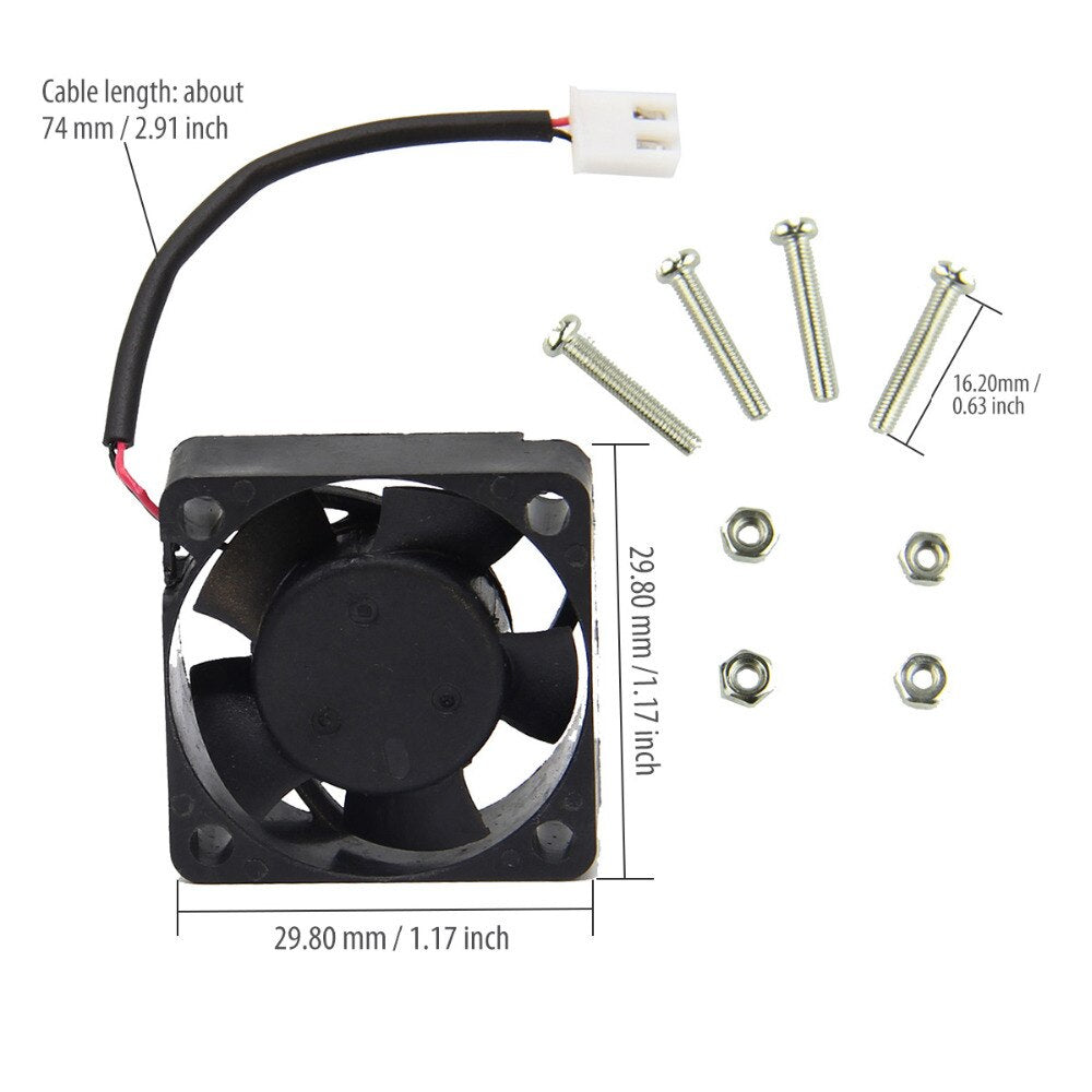 Raspberry Pi 5V 3A EU Power Adapter + 2Pcs Copper Heatsink +Mute Cooling Fan for Raspberry pi 3 model B+/ 3B / 2B / Zero W customize