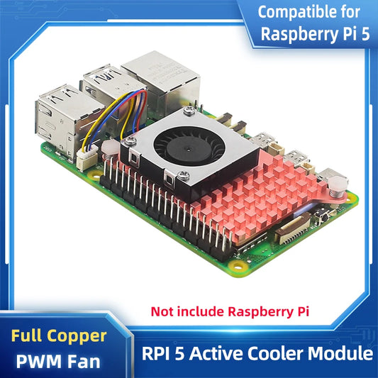Custom Pi Active Cooler Full Copper Heatsink Cooling Fin Adjustable PWN Fan Radiator for     Pi 5