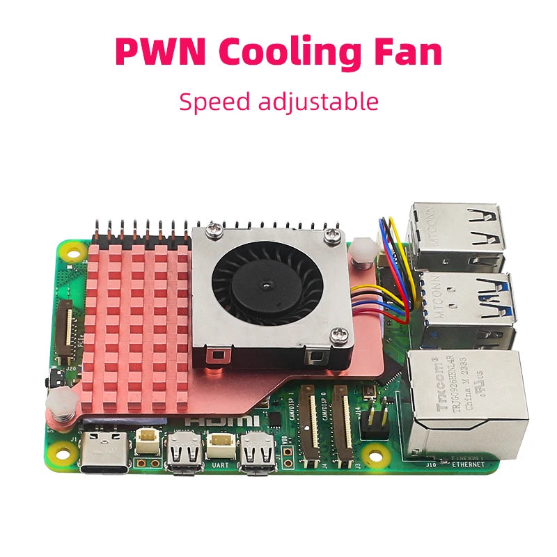 Custom Pi Active Cooler Full Copper Heatsink Cooling Fin Adjustable PWN Fan Radiator for     Pi 5