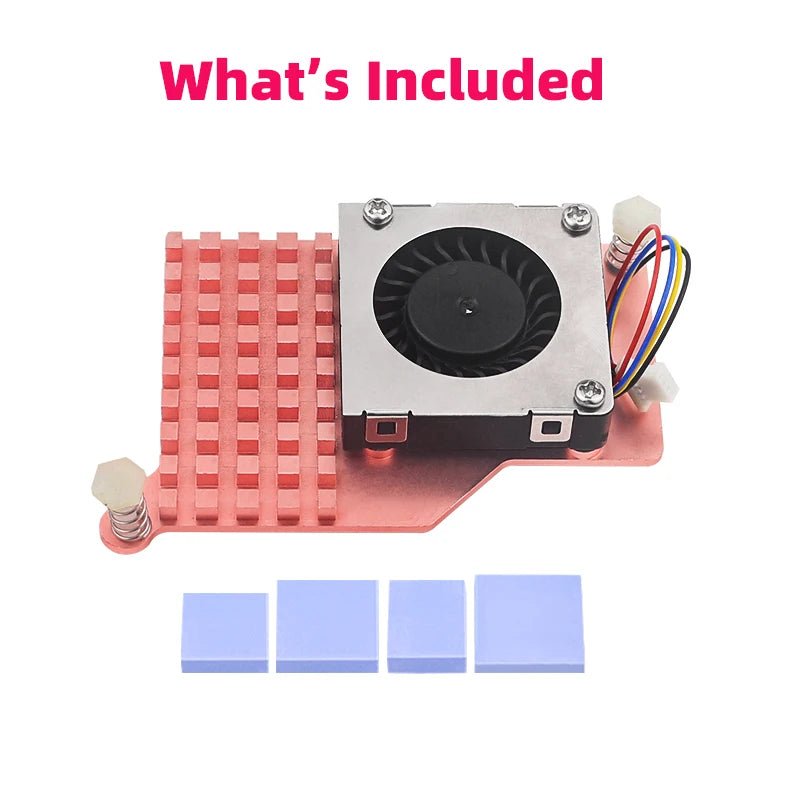 Custom Pi Active Cooler Full Copper Heatsink Cooling Fin Adjustable PWN Fan Radiator for     Pi 5