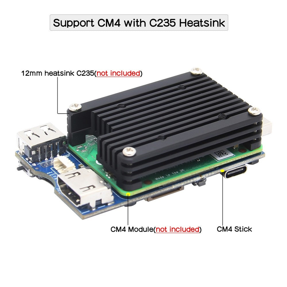Raspberry Pi CM4 IO Board Stick with Heatsink for Raspberry Pi Compute ...