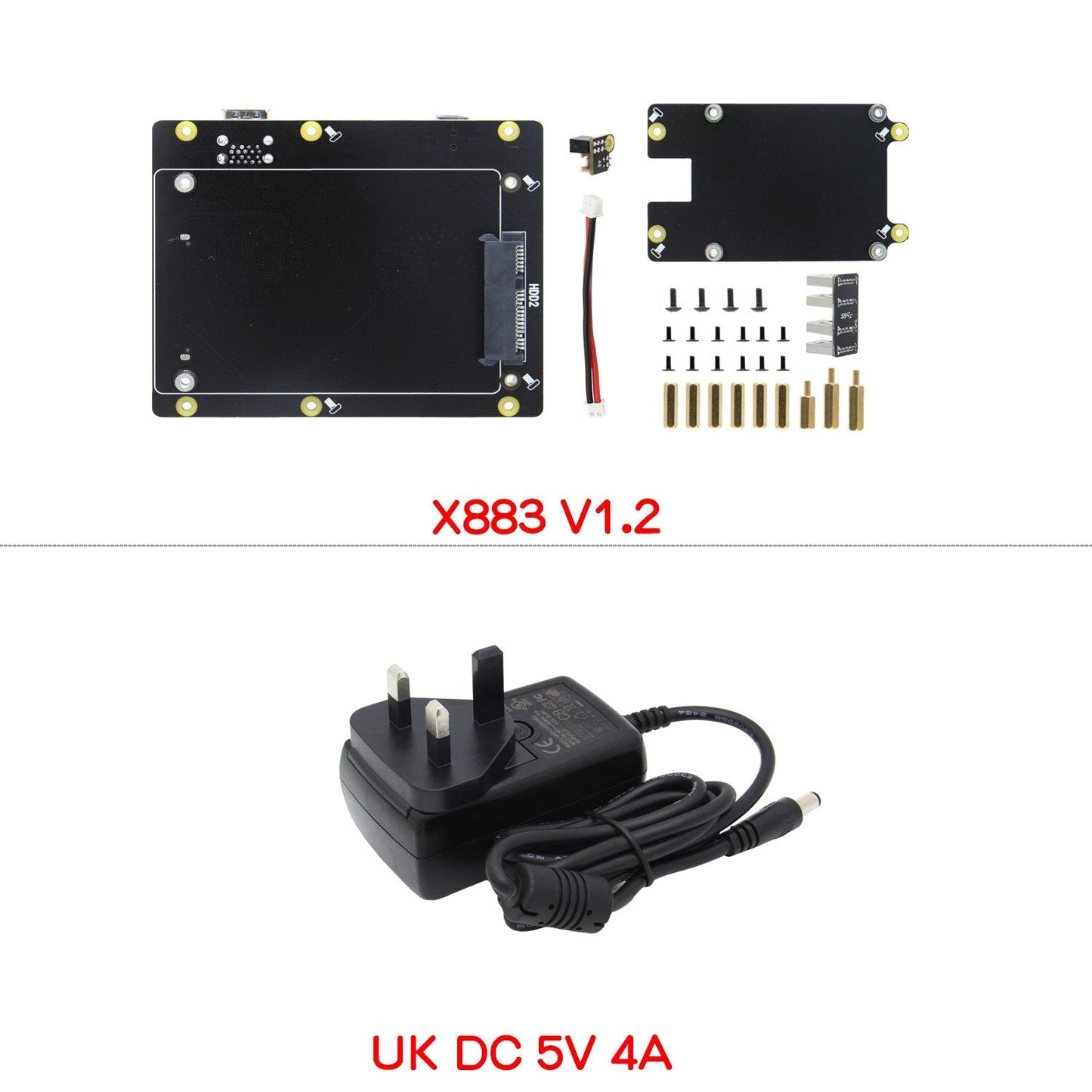 Raspberry Pi Dual 2.5inch SATA HDD/SSD Storage Expansion Board,X883 Shield with USB 3-D Connector for Raspberry Pi 4  Model B customize