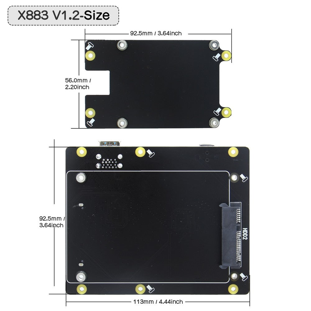 Raspberry Pi Dual 2.5inch SATA HDD/SSD Storage Expansion Board,X883 Shield with USB 3-D Connector for Raspberry Pi 4  Model B customize