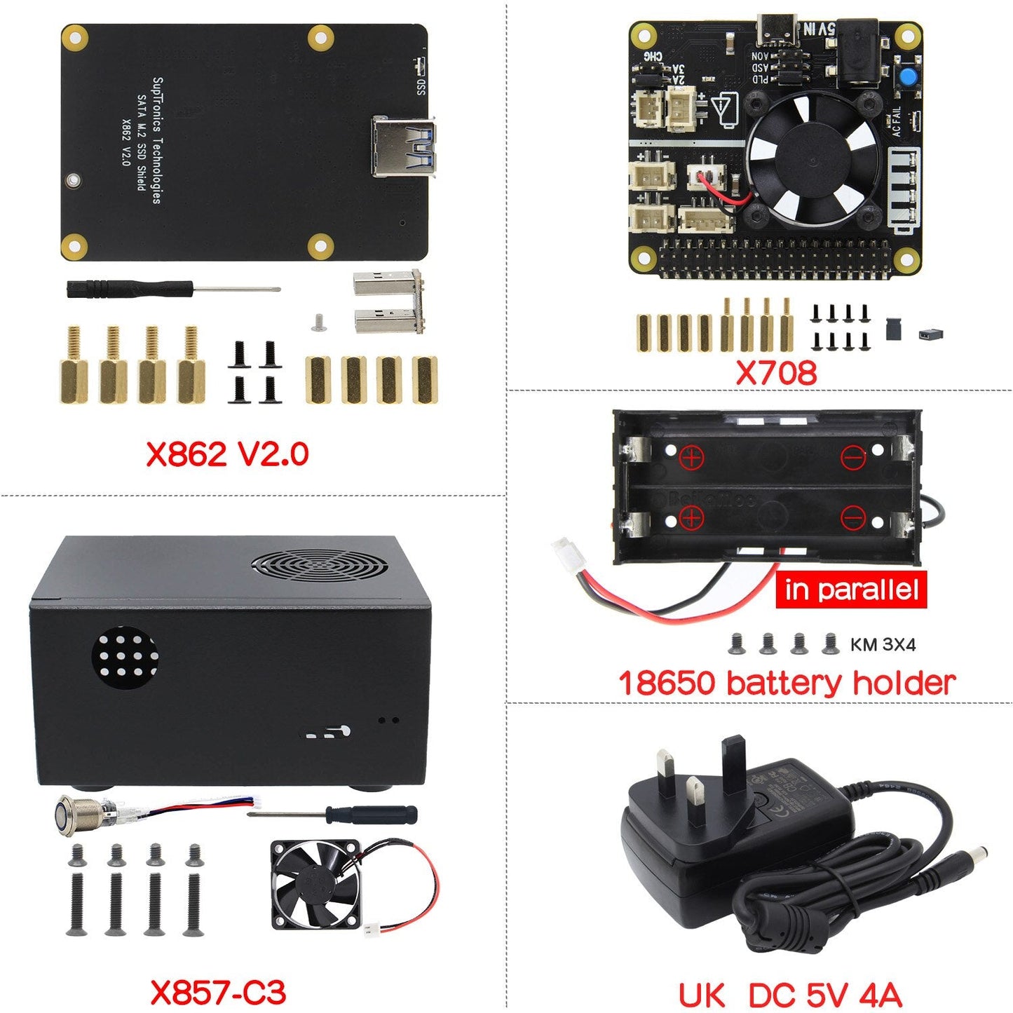 Raspberry Pi M.2 KEY-B 2280 SATA SSD Shield, X862 V2.0 Storage Expansion Board for Raspberry Pi 4 Model B customize