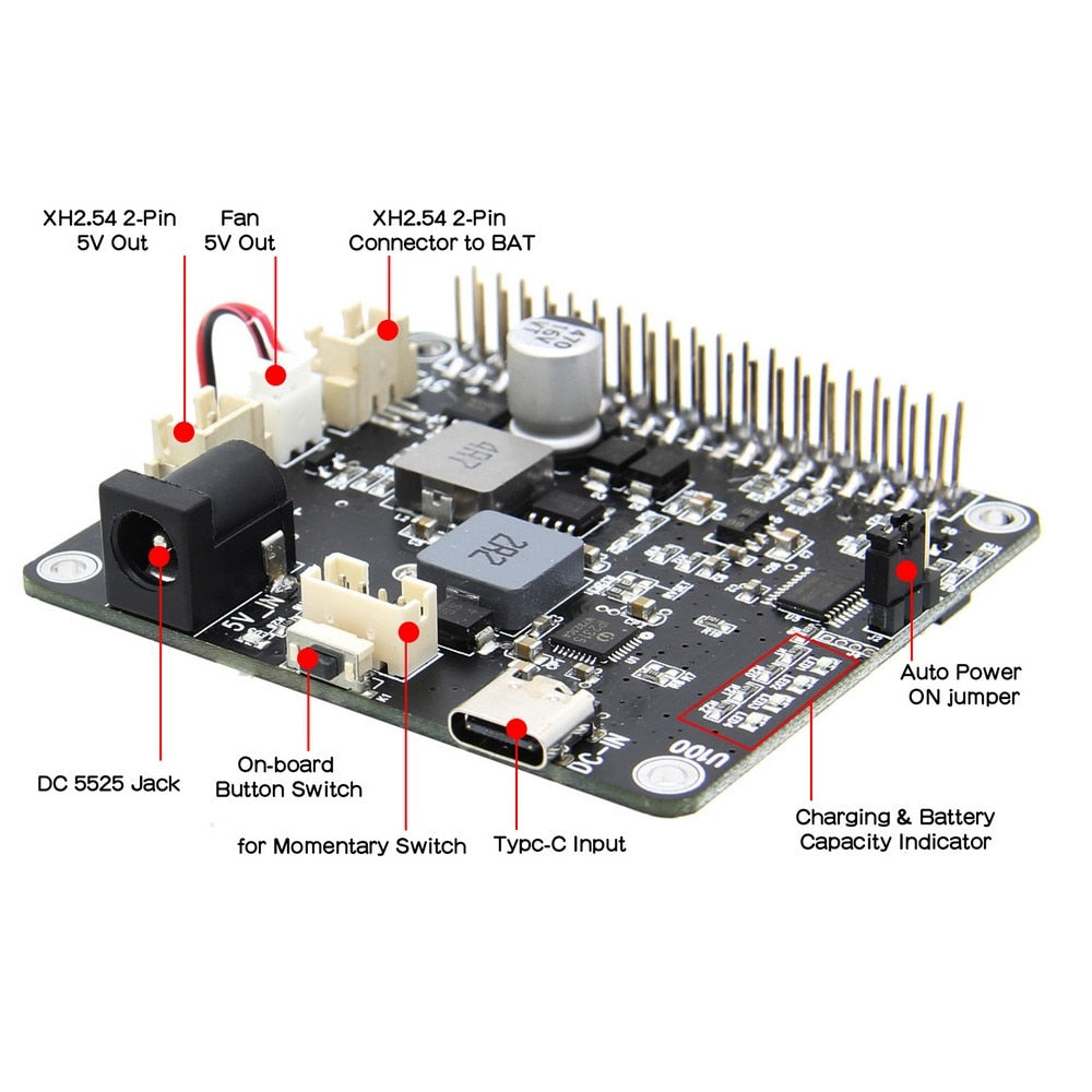 Raspberry Pi U100 18650 UPS HAT ，compatible Raspberry Pi 4 Model B / 3B+ / 3B / 2B /B+ / 3A+ customize