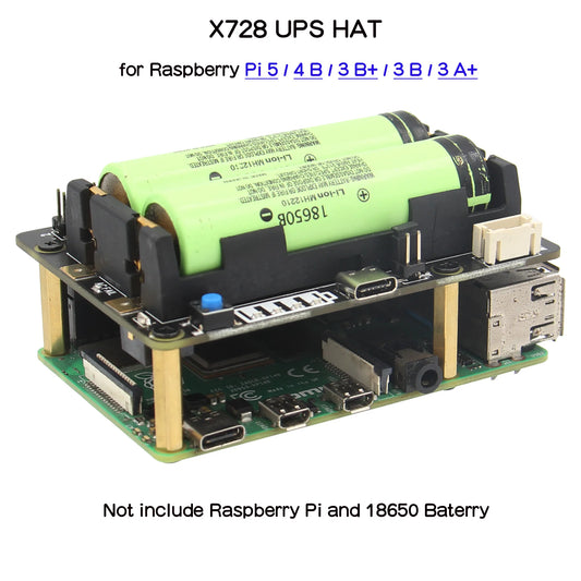 Custom Pi UPS HAT, X728 V2.5 Power Mangement Board for     Pi 5 /4B/3B+/3B