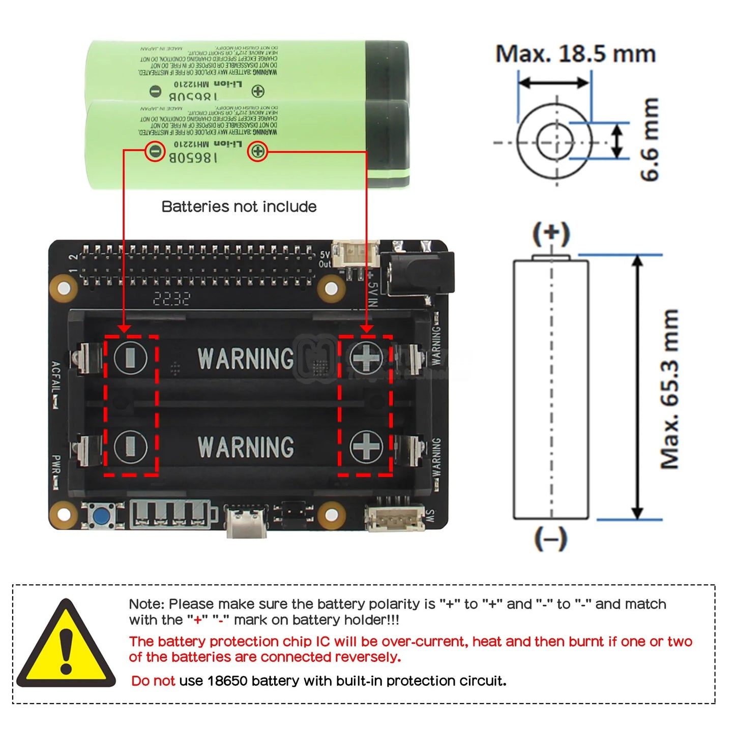 Custom Pi UPS HAT, X728 V2.5 Power Mangement Board for     Pi 5 /4B/3B+/3B