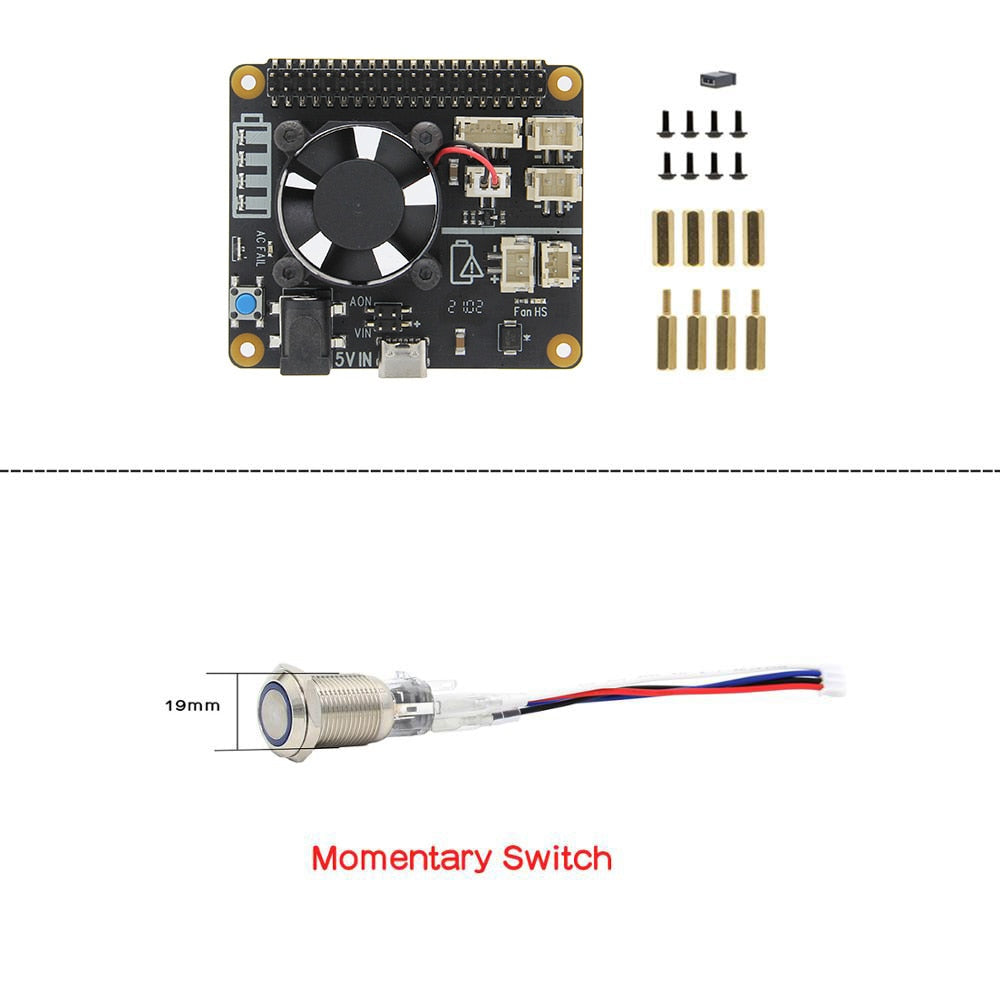 Raspberry Pi X708 UPS HAT & Power Management Board with Cooling Fan ,AC Power Loss Detection, Auto On & Safe Shutdown Function customize