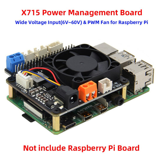Raspberry Pi X715 Power Management Expansion Board with Wide Voltage Input(6V~60V) & PWM Fan for Raspberry Pi 4 B / 3B+ / 3B customize