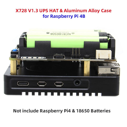 Raspberry Pi X728 V2.1 UPS HAT& Power Management Board with CNC Aluminum Alloy Metal Case for Raspberry Pi 4B Only customize