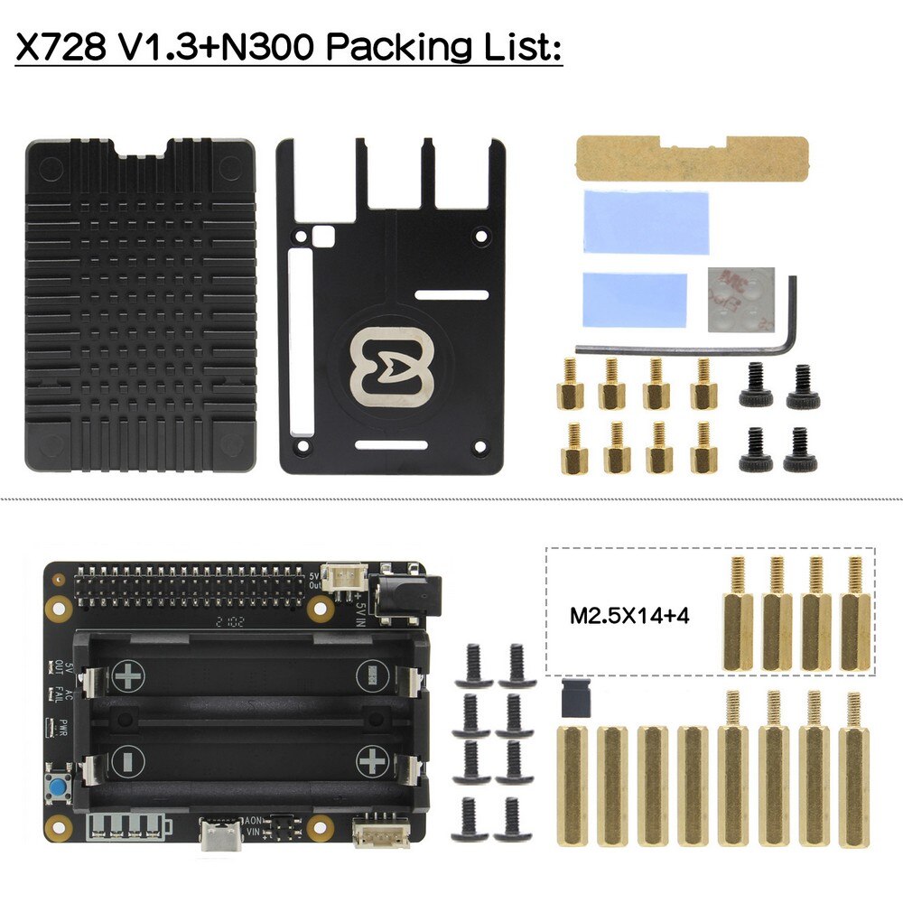 Raspberry Pi X728 V2.1 UPS HAT& Power Management Board with CNC Aluminum Alloy Metal Case for Raspberry Pi 4B Only customize