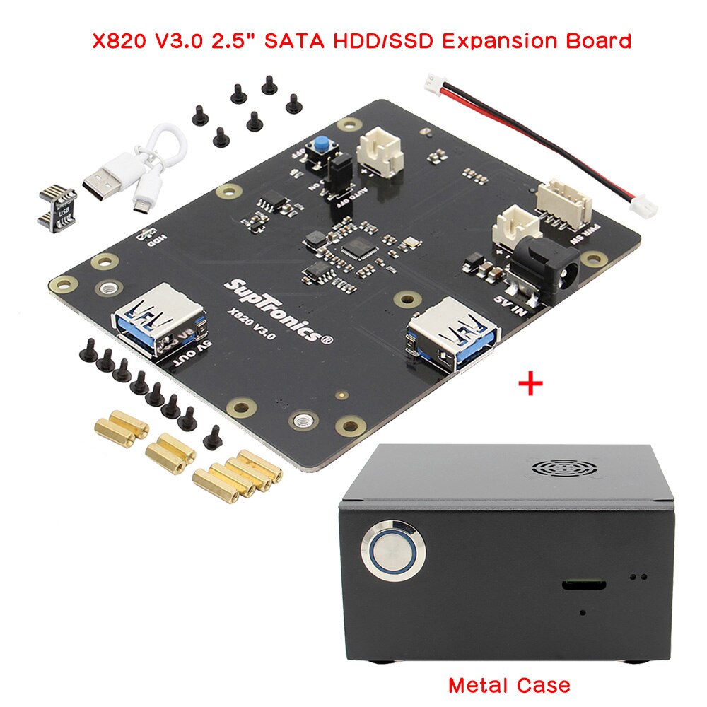 Raspberry Pi X820 V3.0 Expansion Board & Metal Case Supports 2.5-inch SATA HDD/SSD For Raspberry Pi 3 Model B+, 3B, 2B, B+ customize