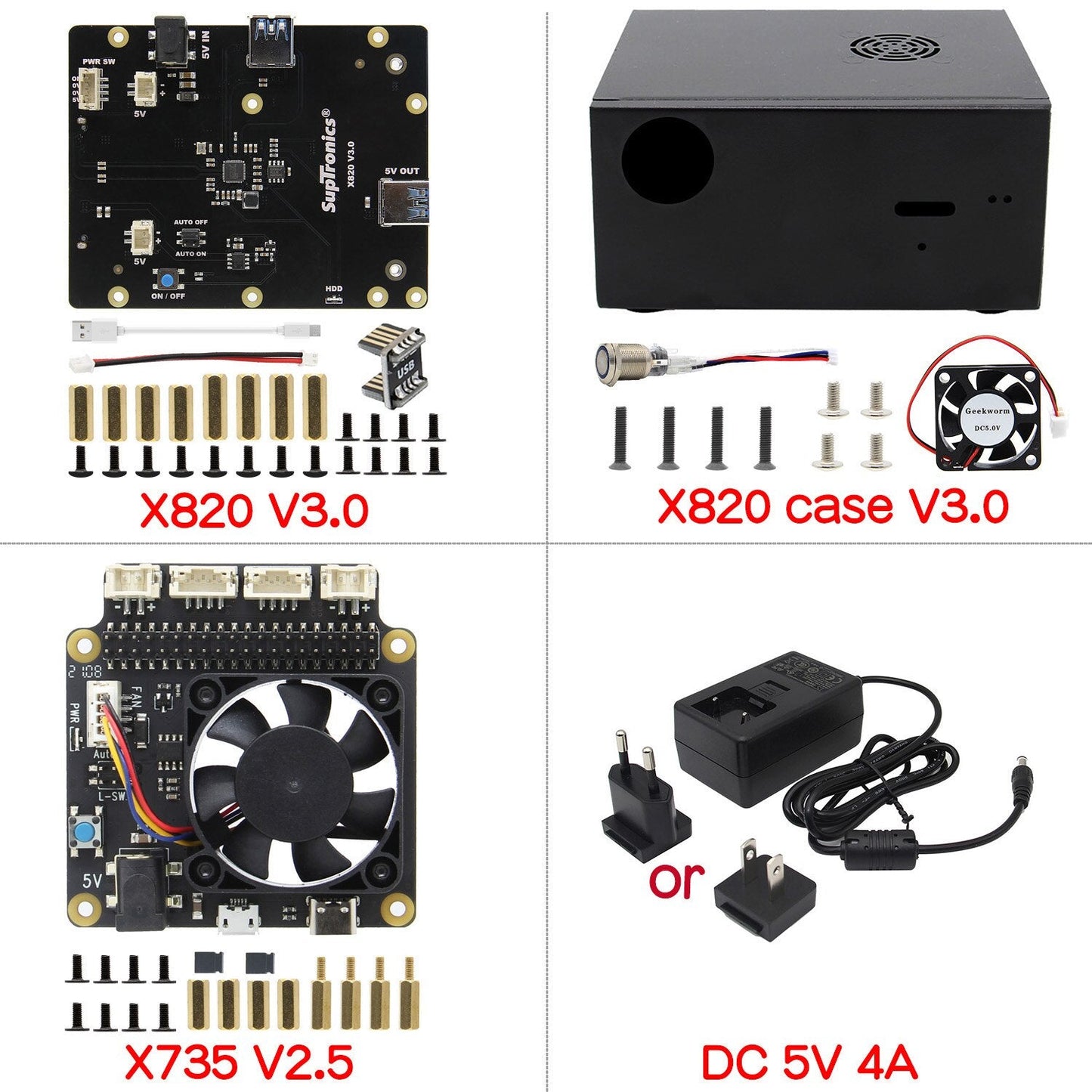 Raspberry Pi X820 V3.0 Expansion Board & Metal Case Supports 2.5-inch SATA HDD/SSD For Raspberry Pi 3 Model B+, 3B, 2B, B+ customize