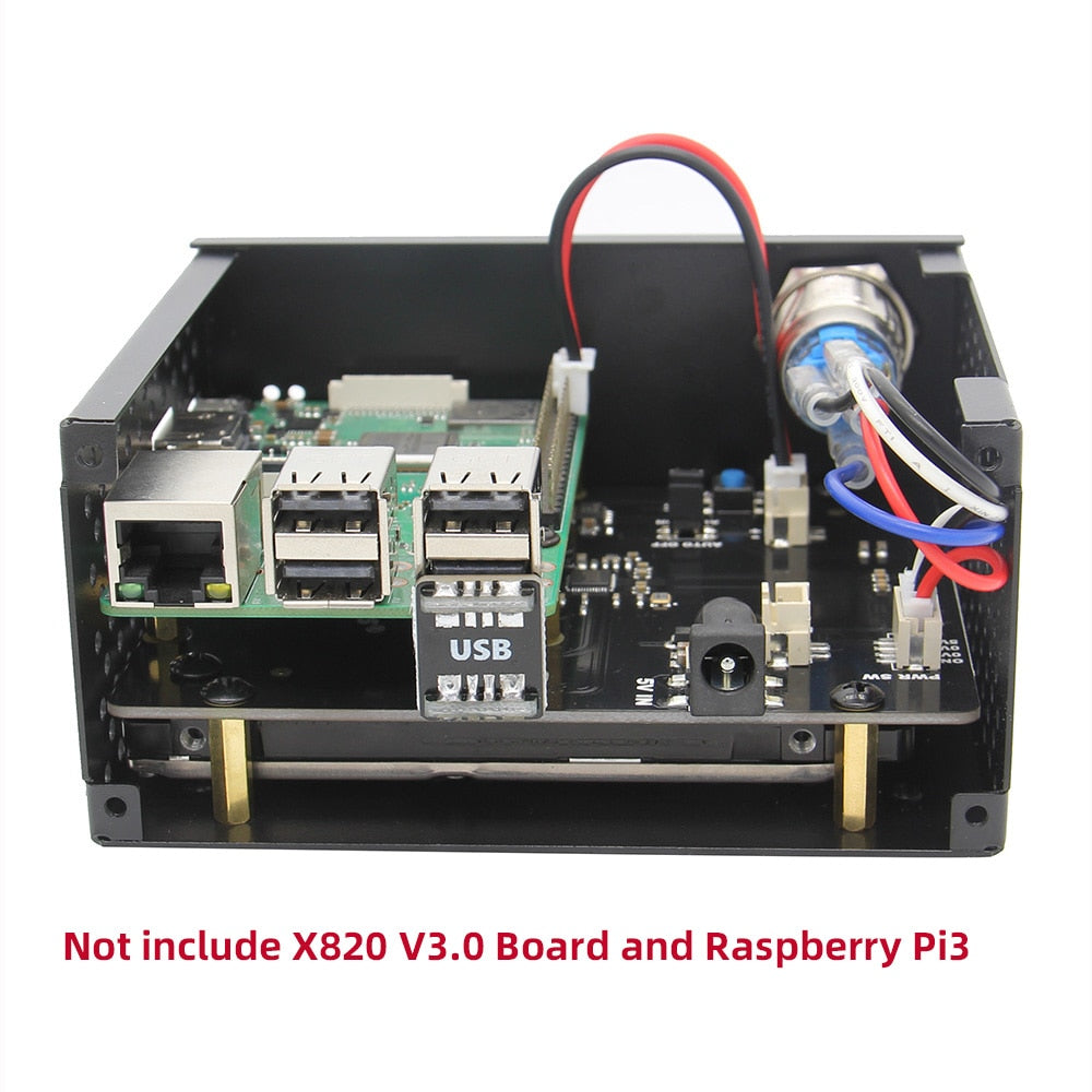 Raspberry Pi X820 V3.0 SSD&HDD SATA Storage Board Matching Metal Case / Enclosure + Power Control Switch + Cooling Fan Kit customize