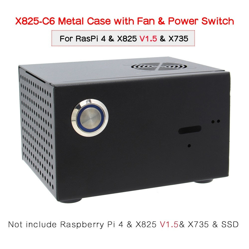 Raspberry Pi X825-C6 / X825-C8 Metal Case with power switch & cooling fan for Raspberry Pi 4 Model B & X825 Board & X735 customize