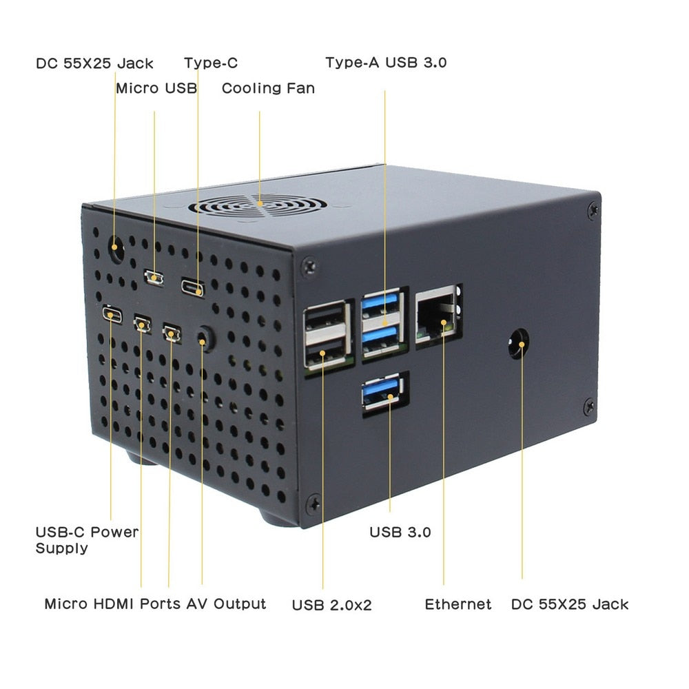 Raspberry Pi X825-C6 / X825-C8 Metal Case with power switch & cooling fan for Raspberry Pi 4 Model B & X825 Board & X735 customize