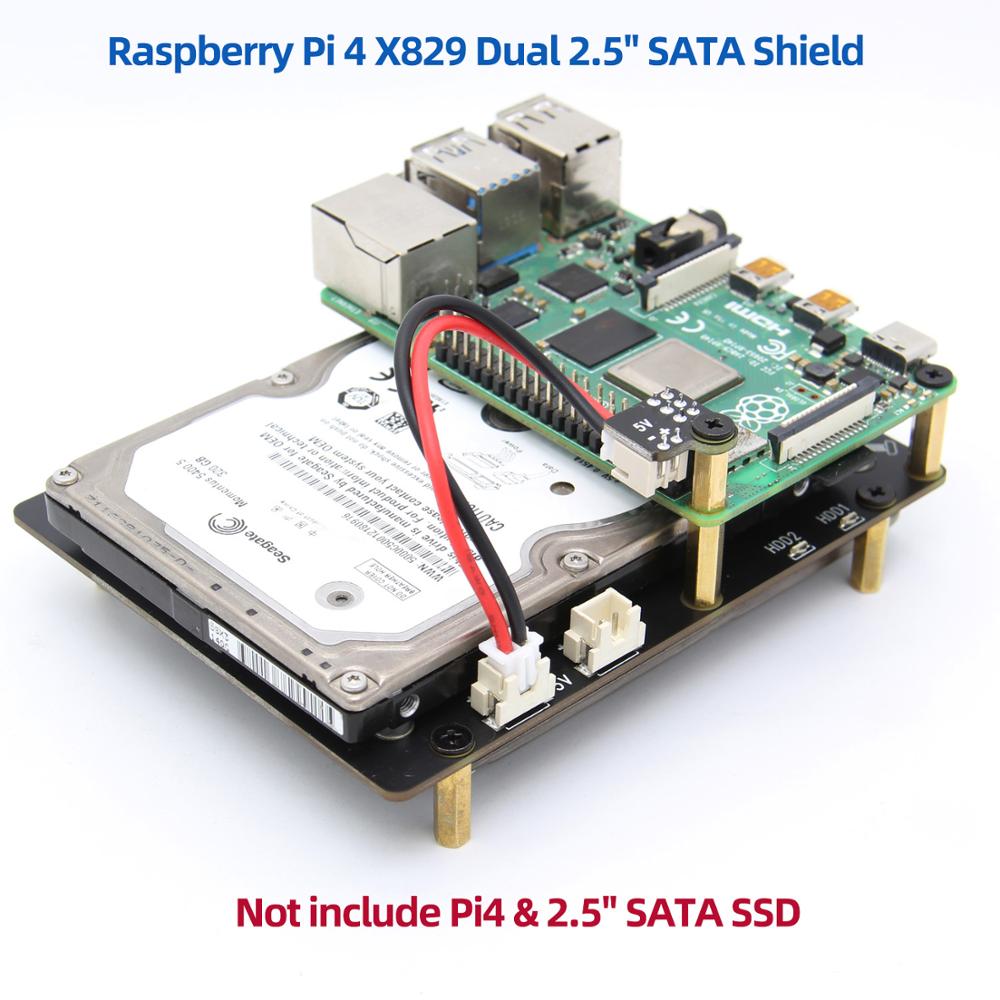 Raspberry Pi X829 Dual 2.5" SATA HDD/SSD Storage Expansion Board with USB 3.0 Cable for Raspberry Pi 4 Model B customize