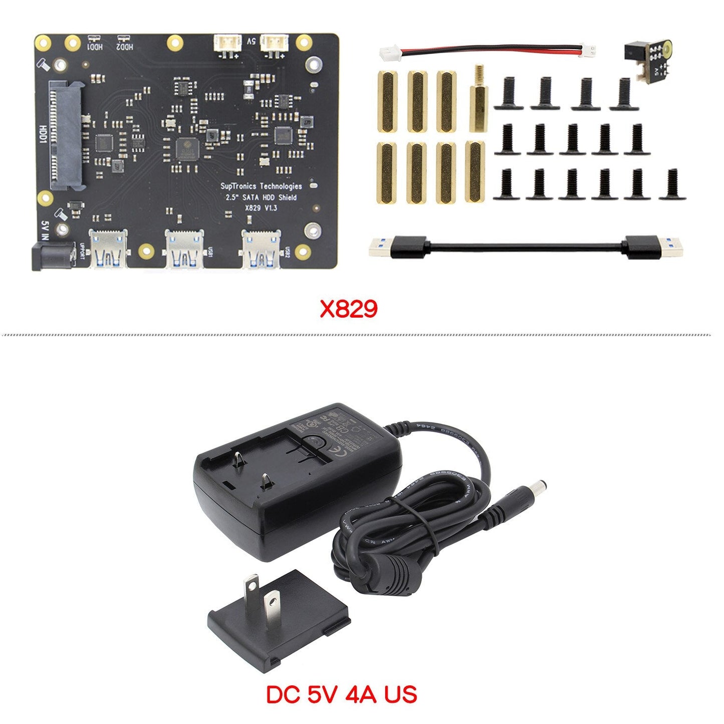 Raspberry Pi X829 Dual 2.5" SATA HDD/SSD Storage Expansion Board with USB 3.0 Cable for Raspberry Pi 4 Model B customize