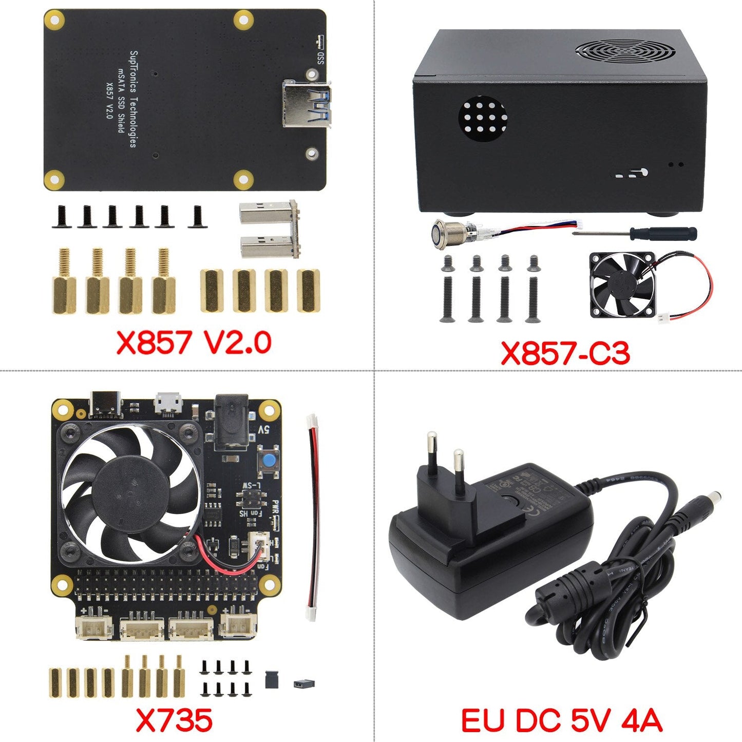 Raspberry Pi X857-C3 Matching Metal Case / Enclosure for Raspberry Pi 4B & X857 V2.0/ X862 V2.0 & X735 customize