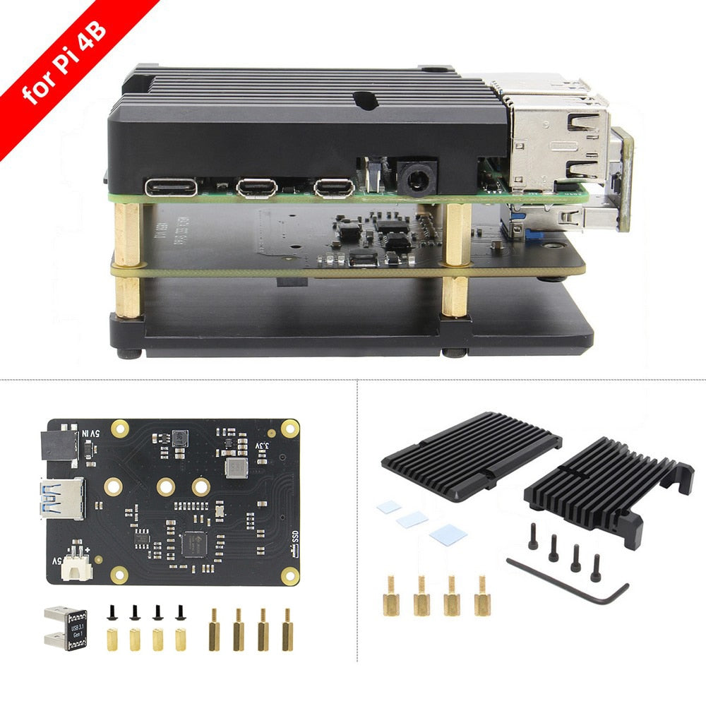 Raspberry Pi X872 NVMe M.2 2280 SATA SSD Shield/Expansion Board for Ra ...