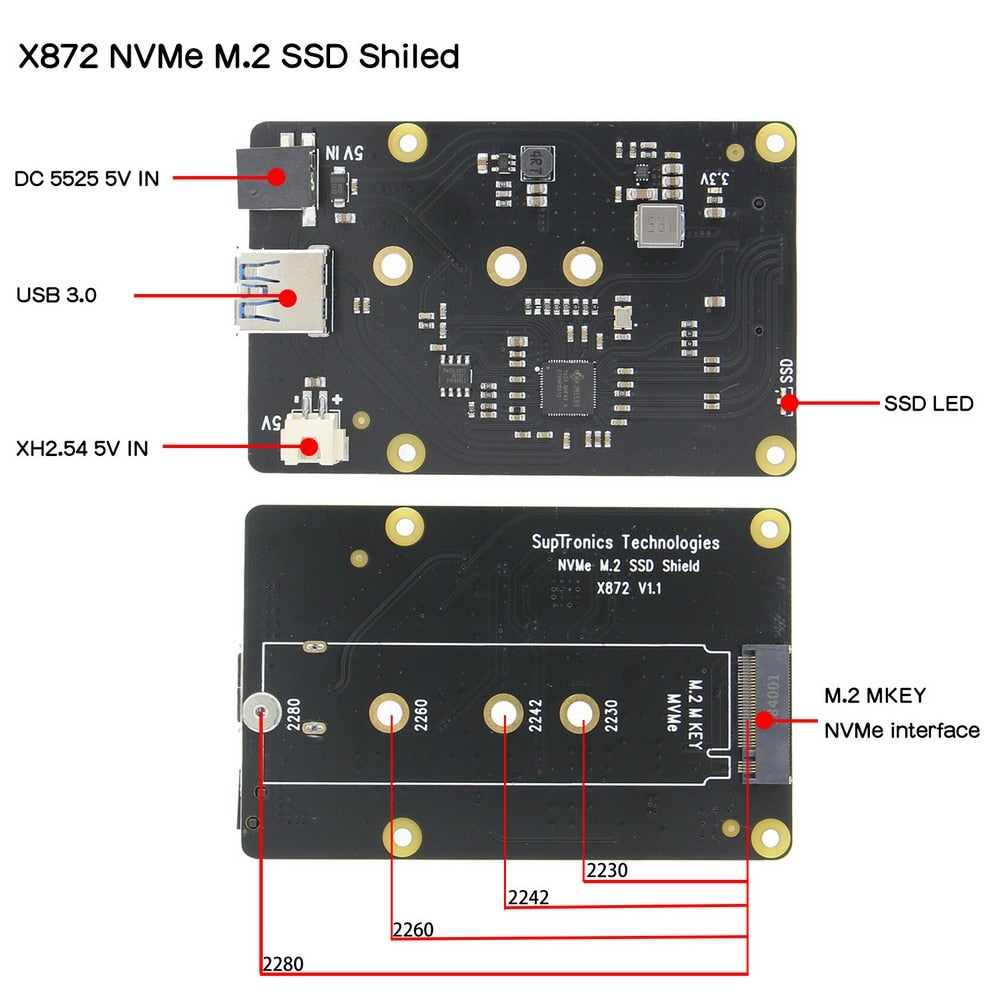 Raspberry Pi X872 NVMe M.2 2280 SATA SSD Shield/Expansion Board for Raspberry Pi 4 Model B customize