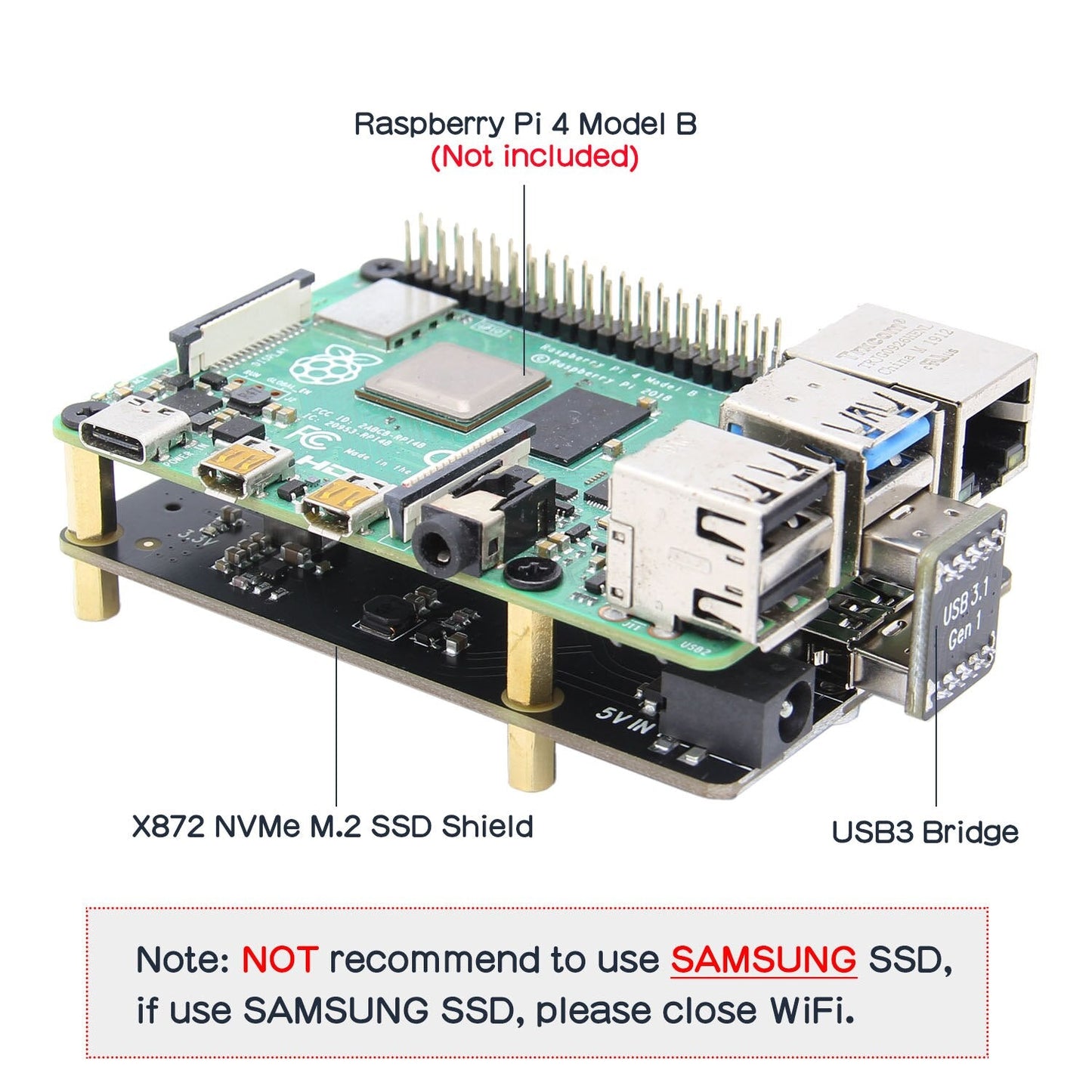 Raspberry Pi X872 NVMe M.2 2280 SATA SSD Shield/Expansion Board for Raspberry Pi 4 Model B customize