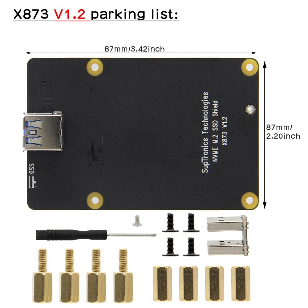 Raspberry Pi X873 NVMe M.2 2280 SATA SSD Shield, X873 V1.2 Expansion Board for Raspberry Pi 4 Model B customize