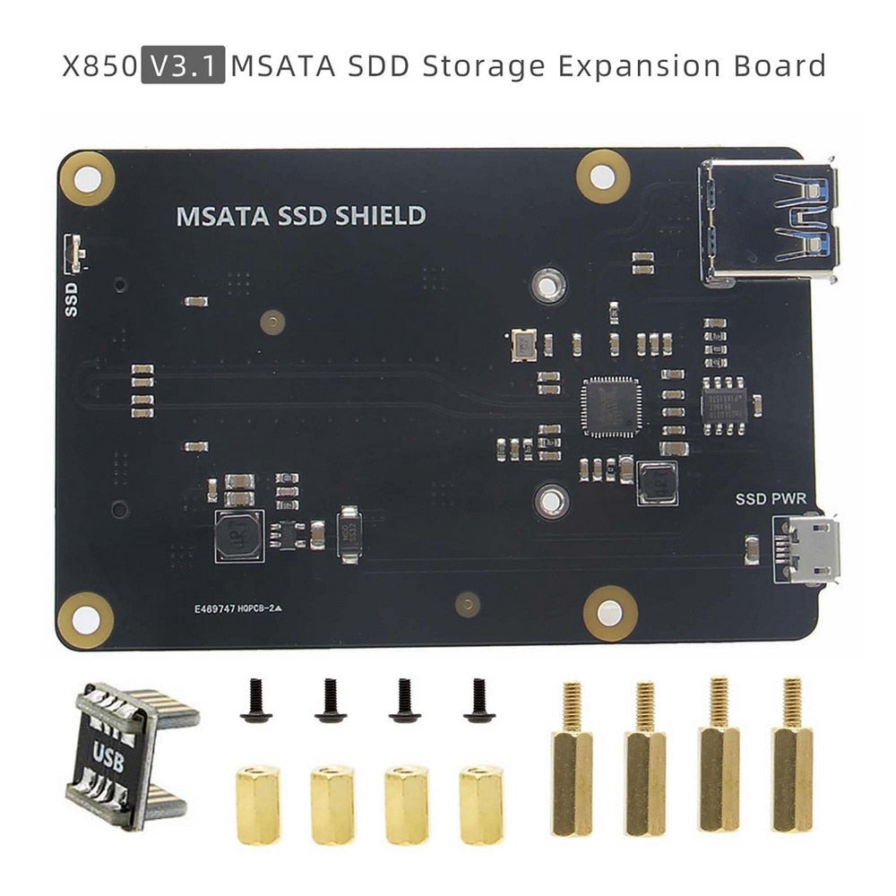 Raspberry Pi mSATA SSD Storage Expansion Board X850 V3.1 Shield for Raspberry Pi 3 Model B+(Plus)/3B/2B customize