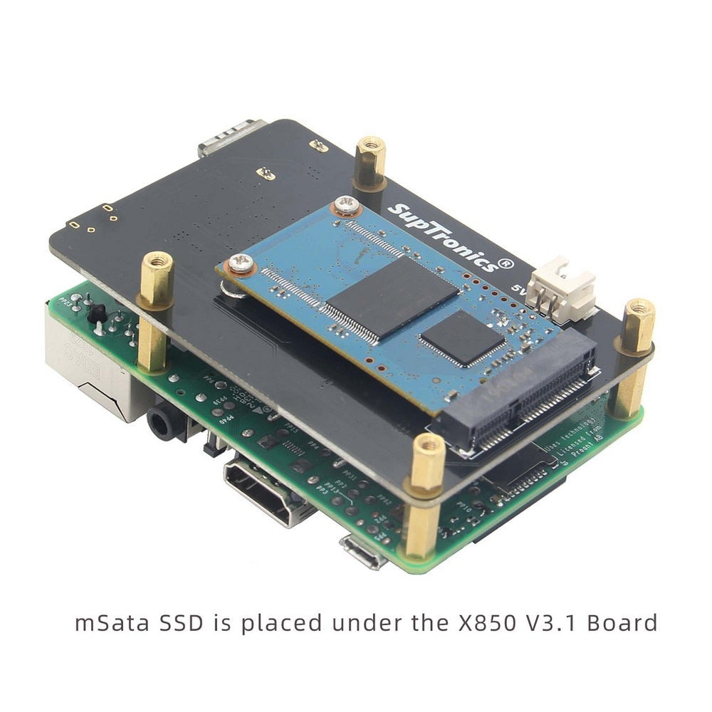 Raspberry Pi mSATA SSD Storage Expansion Board X850 V3.1 Shield for Raspberry Pi 3 Model B+(Plus)/3B/2B customize