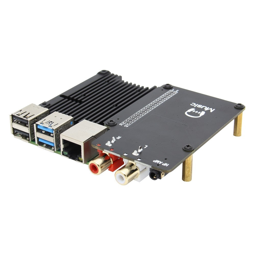 Raspberry Pi4 DAC board Kit, DACPi NUC Aluminum Case with X950 DAC Shield & Heatsink for Raspberry Pi 4 Modle B customize