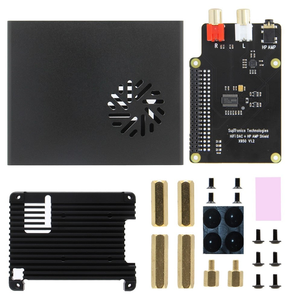 Raspberry Pi4 DAC board Kit, DACPi NUC Aluminum Case with X950 DAC Shield & Heatsink for Raspberry Pi 4 Modle B customize