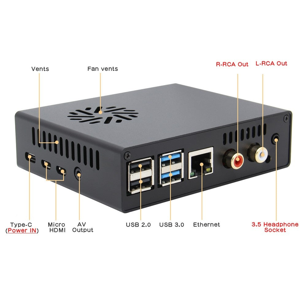 Raspberry Pi4 DAC board Kit, DACPi NUC Aluminum Case with X950 DAC Shield & Heatsink for Raspberry Pi 4 Modle B customize