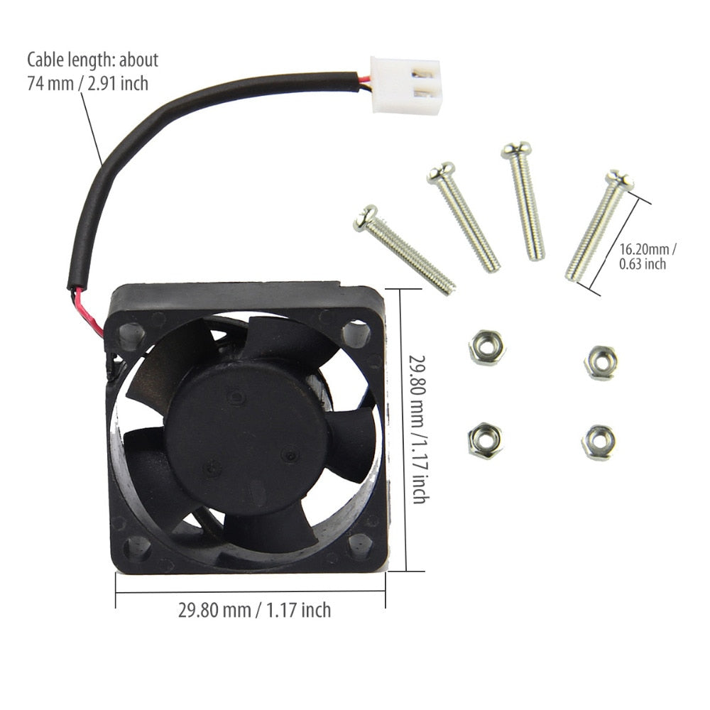 Raspberry pi 4 Modle B Mute Cooling Fan + 2Pcs Aluminum Heat Sink for Raspberry pi 4 B / 3 B+/ plus / 2B / Zero W customize