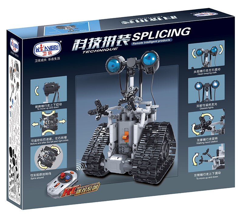 Remote Control Robot Assembling Building Blocks Electric Movable Head Sounding Steam Scientific and Educational Toy customize