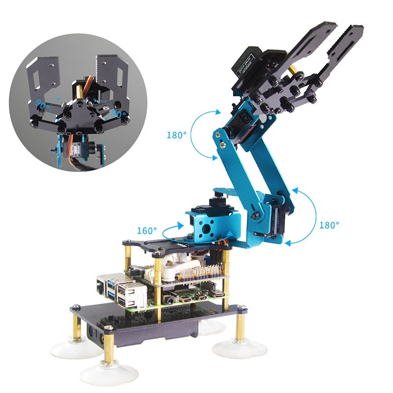 Robotic Arm Kit Steam Science and Education Raspberry Pi Aluminum Alloy Expandable Mechanical Arm Robot customize